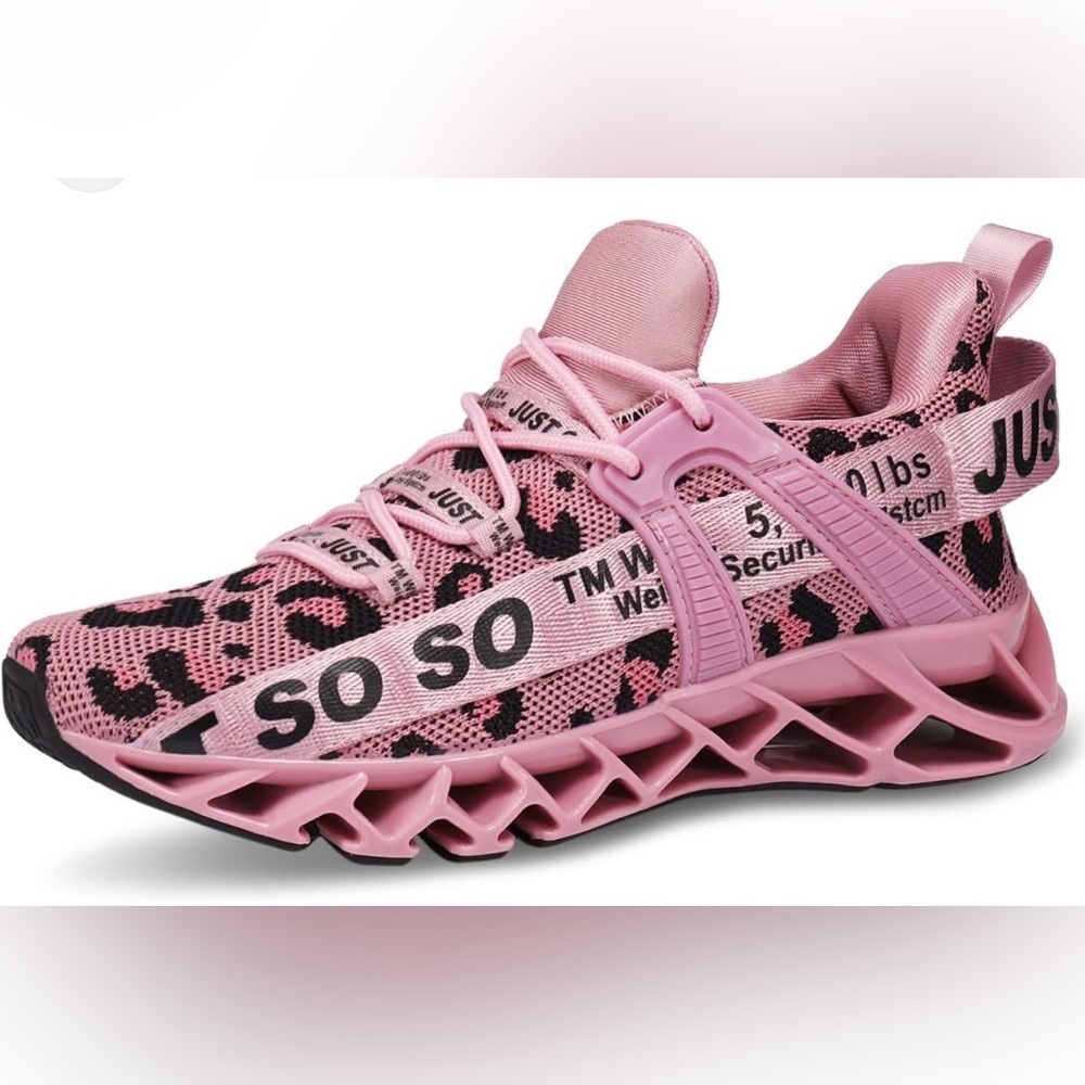 Women's Pink bold statement Leopard-Print Athletic Sneakers
